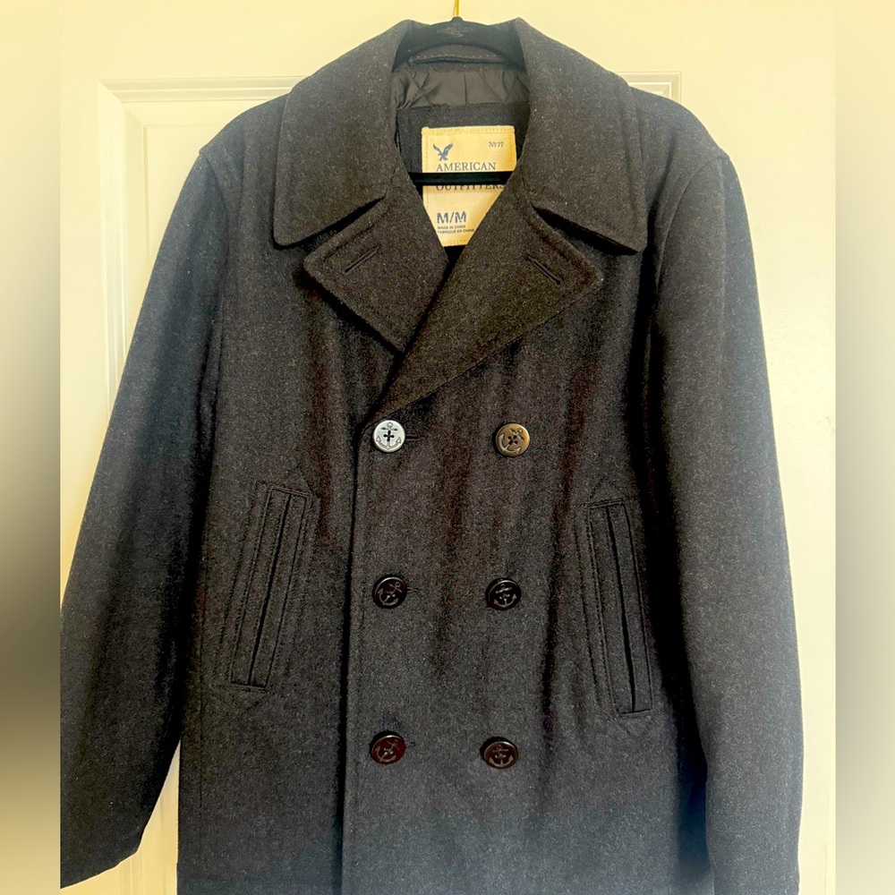 Black classy Peacoat from Amerin Eagle .Size M. looks likes new.Warm and cozy